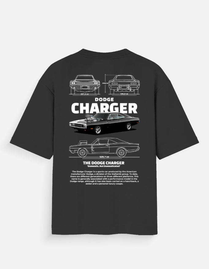 Dodge Charger Oversized T Shirt Classic Muscle Car Blueprint Graphic Streetwear Tee
