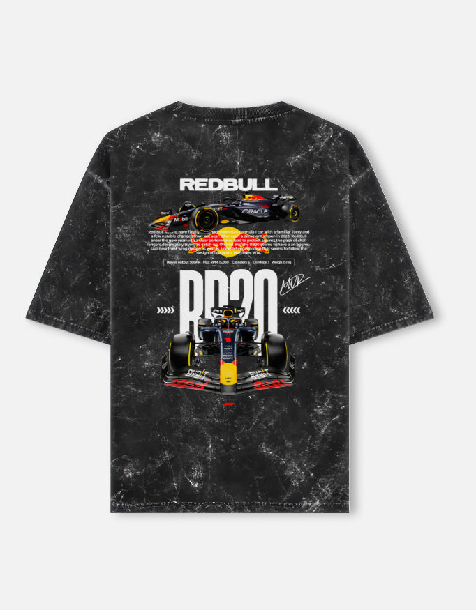 Red Bull RB20 Formula 1 Racing Acid Wash Oversized T Shirt F1 Motorsport Graphic Streetwear Tee