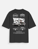 Back To The Future Delorean DMC 12 Oversized T Shirt Retro Movie Car Blueprint Streetwear Tee