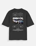 BMW CSL 30 Oversized T Shirt Luxury Sports Car Graphic Streetwear Racing Tee