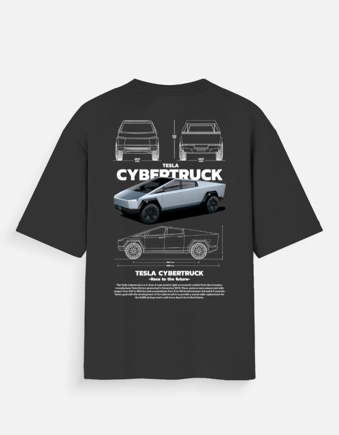 Tesla Cybertruck Oversized T Shirt Futuristic Electric Truck Graphic Streetwear Tee