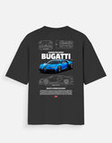 Bugatti Chiron Pur Sport Oversized T Shirt Hypercar Blueprint Graphic Luxury Supercar Streetwear Tee