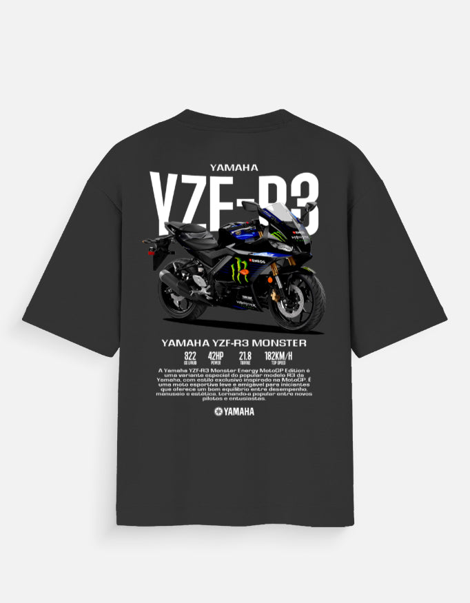 Yamaha YZF R3 Monster Energy Oversized T Shirt Racing Bike Graphic Streetwear Tee