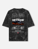 Bugatti Veyron Blueprint Acid Wash Oversized T Shirt Hypercar Supercar Graphic Streetwear Tee