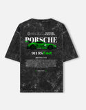 Porsche 911 RS Rawr Acid Wash Oversized T Shirt Racing Drift Club Streetwear Graphic Tee