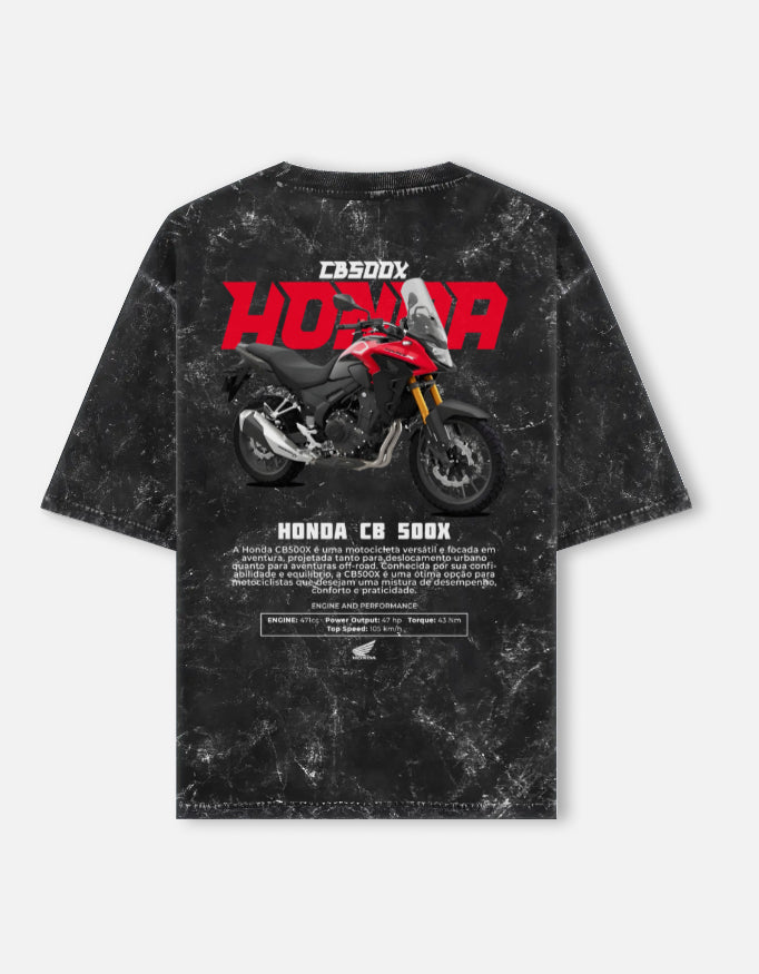 Honda CB500X Adventure Touring Motorcycle Acid Wash Oversized T Shirt Adventure Bike Graphic Streetwear Tee