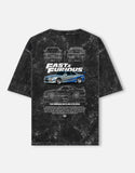 Fast And Furious Nissan Skyline GTR R34 Acid Wash Oversized T Shirt JDM Racing Streetwear Graphic Tee