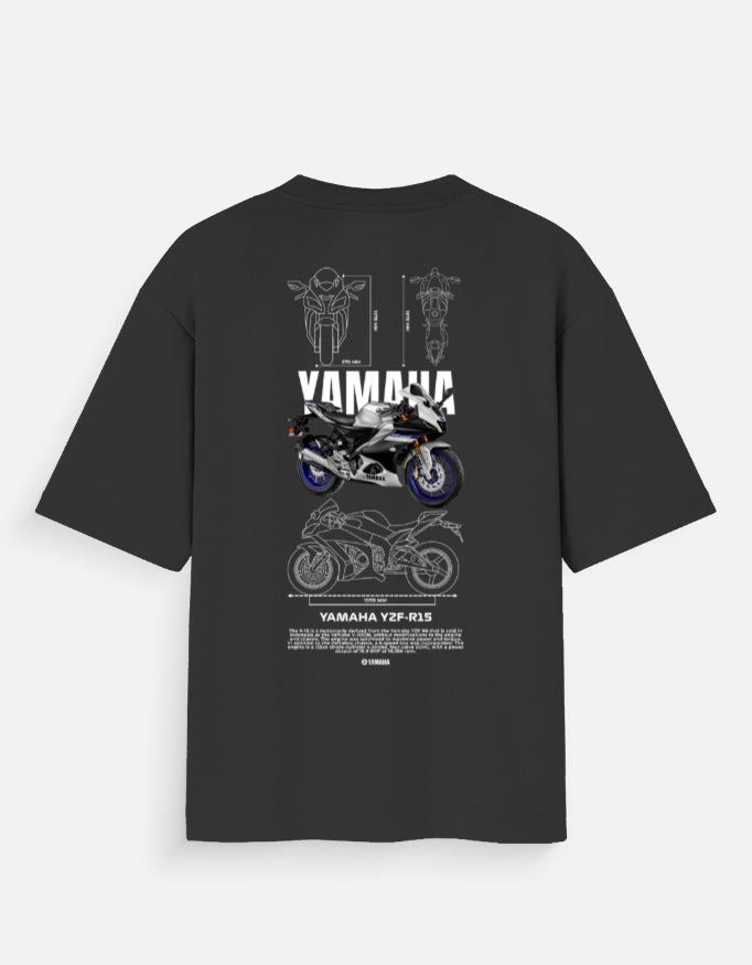Yamaha YZF R15 Oversized T Shirt Racing Bike Graphic Streetwear Biker Tee