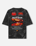 Lightning McQueen 95 Acid Wash Oversized T Shirt Cars Racing Graphic Streetwear Vintage Cartoon Car Tee