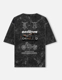 Harley Davidson Softail FXDR Acid Wash Oversized T Shirt Motorcycle Blueprint Graphic Biker Streetwear Tee