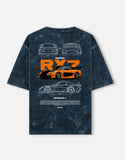 Mazda RX7 Blueprint Acid Wash Oversized T Shirt JDM Sports Car Graphic Streetwear Tee