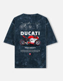 Ducati Panigale Acid Wash Oversized T Shirt Superbike Motorcycle Graphic Streetwear Tee
