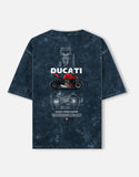 Ducati Streetfighter Acid Wash Oversized T Shirt Naked Superbike Motorcycle Blueprint Graphic Streetwear Tee