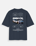 BMW CSL 30 Oversized T Shirt Luxury Sports Car Graphic Streetwear Racing Tee