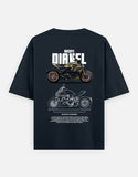Ducati Diavel Blueprint Graphic Oversized T Shirt Premium Cruiser Bike Streetwear Cotton Rider Tee
