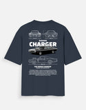 Dodge Charger Oversized T Shirt Classic Muscle Car Blueprint Graphic Streetwear Tee