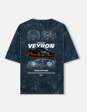 Bugatti Veyron Blueprint Acid Wash Oversized T Shirt Hypercar Supercar Graphic Streetwear Tee