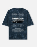 Dodge Charger Blueprint Acid Wash Oversized T Shirt Classic American Muscle Car Graphic Streetwear Tee