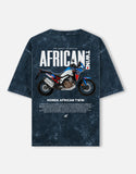 Honda Africa Twin Adventure Motorcycle Acid Wash Oversized T Shirt Off Road Touring Bike Graphic Streetwear Tee