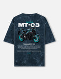 Yamaha MT03 Acid Wash Oversized T Shirt Naked Bike Graphic Streetwear Motorcycle Rider Tee