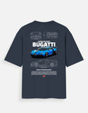 Bugatti Chiron Pur Sport Oversized T Shirt Hypercar Blueprint Graphic Luxury Supercar Streetwear Tee