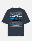 Lamborghini Aventador Oversized T Shirt Supercar Graphic Streetwear Racing Tee