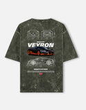 Bugatti Veyron Blueprint Acid Wash Oversized T Shirt Hypercar Supercar Graphic Streetwear Tee