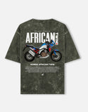 Honda Africa Twin Adventure Motorcycle Acid Wash Oversized T Shirt Off Road Touring Bike Graphic Streetwear Tee