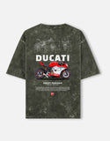Ducati Panigale Acid Wash Oversized T Shirt Superbike Motorcycle Graphic Streetwear Tee