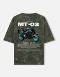 Yamaha MT03 Acid Wash Oversized T Shirt Naked Bike Graphic Streetwear Motorcycle Rider Tee