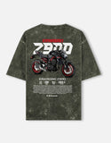 Kawasaki Z900 Acid Wash Oversized T Shirt Naked Sport Bike Graphic Streetwear Motorcycle Tee