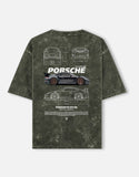 Porsche 911 GT3 RS Acid Wash Oversized T Shirt Motorsport Blueprint Graphic Streetwear Tee