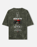 Ducati Streetfighter Acid Wash Oversized T Shirt Naked Superbike Motorcycle Blueprint Graphic Streetwear Tee