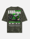 Kawasaki ZX10R Acid Wash Oversized T Shirt Ninja Superbike Racing Motorcycle Graphic Streetwear Tee