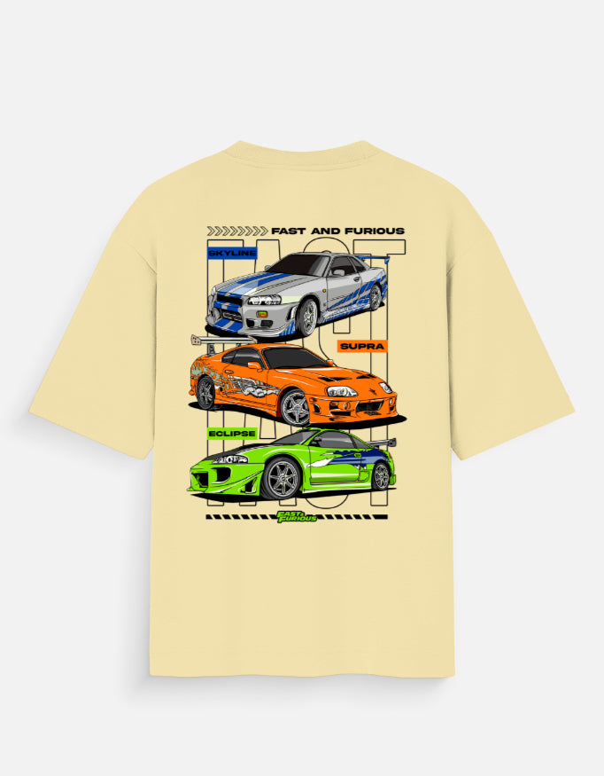 Fast And Furious Skyline Supra Eclipse Oversized T Shirt JDM Racing Streetwear Graphic Tee