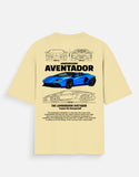 Lamborghini Aventador Blue Supercar Oversized T Shirt Luxury Sports Car Streetwear Tee