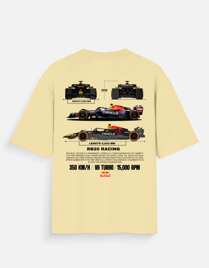 Red Bull RB20 Racing Oversized T Shirt Formula Racing Graphic Streetwear Tee