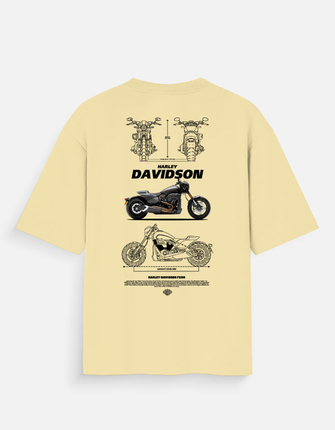 Harley Davidson FXDR Blueprint Graphic Oversized T Shirt Premium Cruiser Biker Streetwear Cotton Tee