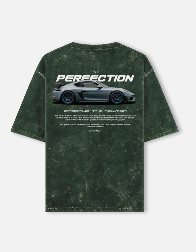 Porsche 718 Cayman GT4 RS Acid Wash Oversized T Shirt Performance Car Streetwear Graphic Tee