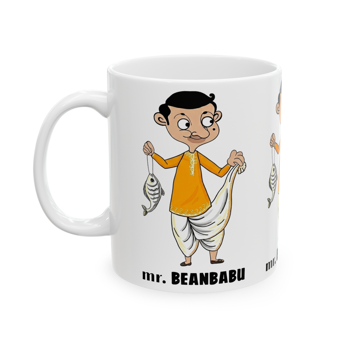 Mr Beanbabu Funny Coffee Mug Cartoon Indian Character Humor Mug Cute Illustration Coffee Mug Desi Comedy Gift Mug Unique Graphic Mug