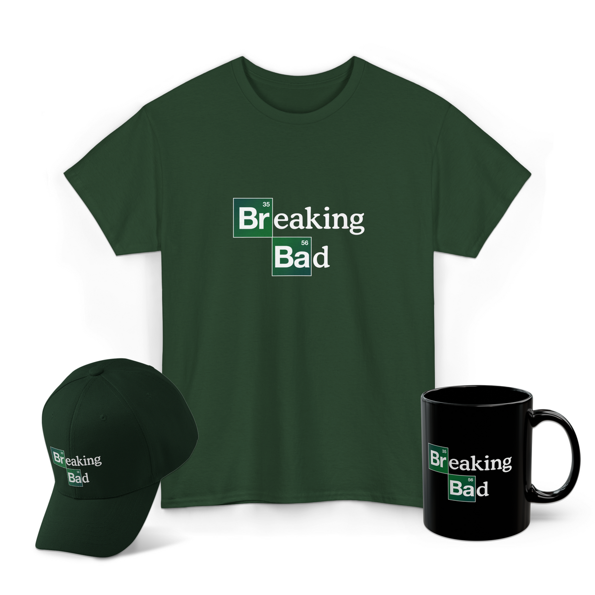 Breaking Bad Graphic T Shirt Combo Pack Premium Cotton Heisenberg Chemistry Logo Streetwear Tee Cap Mug Set