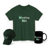 Breaking Bad Graphic T Shirt Combo Pack Premium Cotton Heisenberg Chemistry Logo Streetwear Tee Cap Mug Set