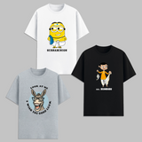 Funny Cartoon Graphic T Shirt Combo Pack Minion Style Mr Bean Inspired Donkey Quote Printed Cotton Unisex Trendy Graphic Tees Casual Wear India