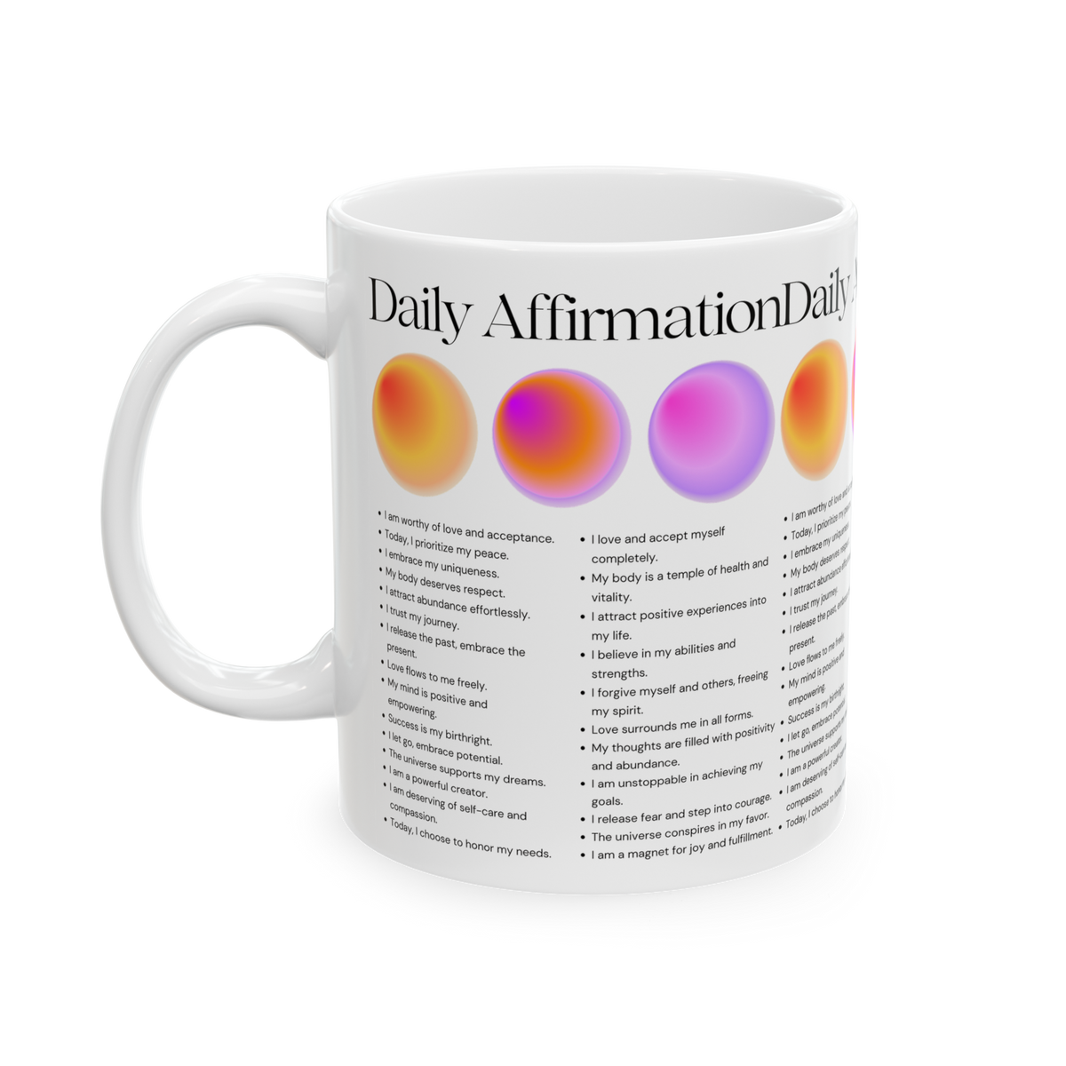Daily Affirmation Coffee Mug Positive Quotes Mindset Manifestation Self Love Motivation Inspirational Typography Aesthetic Ceramic Mug