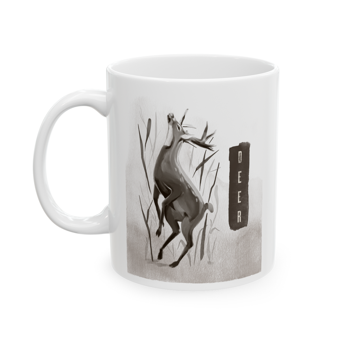 Deer Wildlife Coffee Mug Minimalist Nature Animal Art Ceramic Mug Forest Aesthetic Gift for Nature Lovers Hunters Rustic Outdoor Coffee Cup