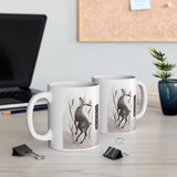 Deer Wildlife Coffee Mug Minimalist Nature Animal Art Ceramic Mug Forest Aesthetic Gift for Nature Lovers Hunters Rustic Outdoor Coffee Cup