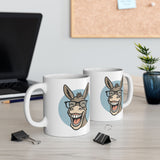 Funny Donkey Coffee Mug Cartoon Animal Face With Glasses Cute Smiling Ceramic Mug Premium Printed Cup Gift for Animal Lovers