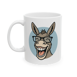 Funny Donkey Coffee Mug Cartoon Animal Face With Glasses Cute Smiling Ceramic Mug Premium Printed Cup Gift for Animal Lovers