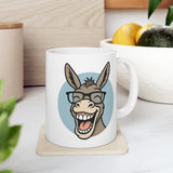 Funny Donkey Coffee Mug Cartoon Animal Face With Glasses Cute Smiling Ceramic Mug Premium Printed Cup Gift for Animal Lovers