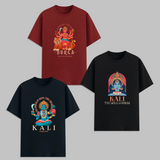 Durga Kali Graphic T Shirt Combo Pack Hindu Goddess Printed Cotton Unisex Spiritual Aesthetic Graphic Tees Black Trendy Casual Wear India